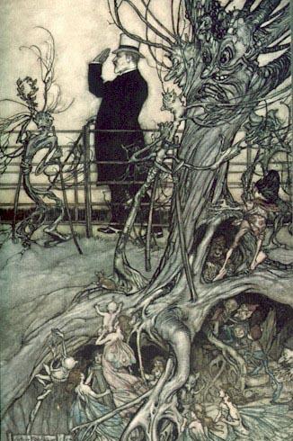 Wikioo.org - The Encyclopedia of Fine Arts - Painting, Artwork by Arthur Rackham - Trees and Fairies