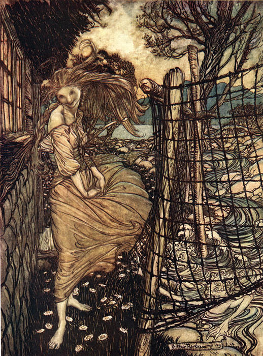 Wikioo.org - สารานุกรมวิจิตรศิลป์ - จิตรกรรม Arthur Rackham - Undine outside the window