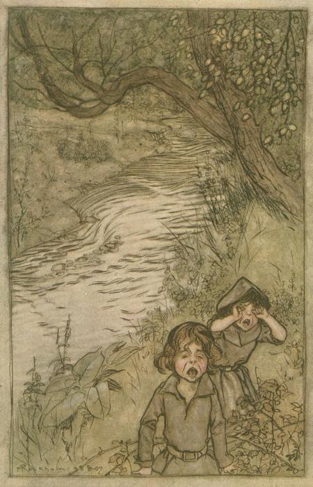 Wikioo.org - The Encyclopedia of Fine Arts - Painting, Artwork by Arthur Rackham - Wandering about and 'boo-hoo'-ing