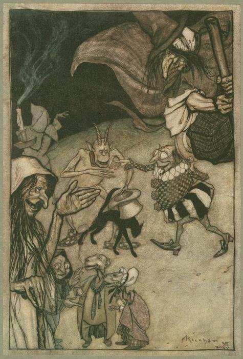 Wikioo.org - The Encyclopedia of Fine Arts - Painting, Artwork by Arthur Rackham - Witches and warlocks, ghosts, goblins and ghouls