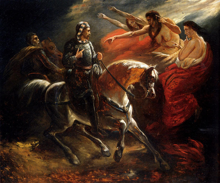 Wikioo.org - The Encyclopedia of Fine Arts - Painting, Artwork by Ary Scheffer - Macbeth Et Les Sorcieres