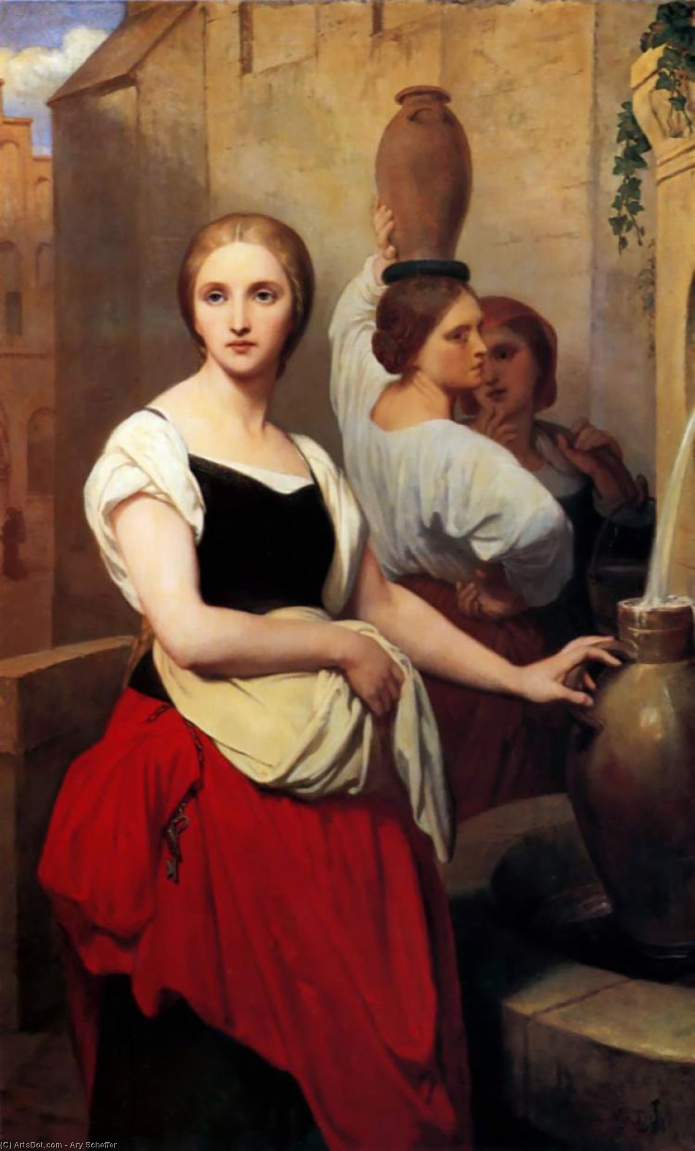 Wikioo.org - The Encyclopedia of Fine Arts - Painting, Artwork by Ary Scheffer - Margaret at the Fountain
