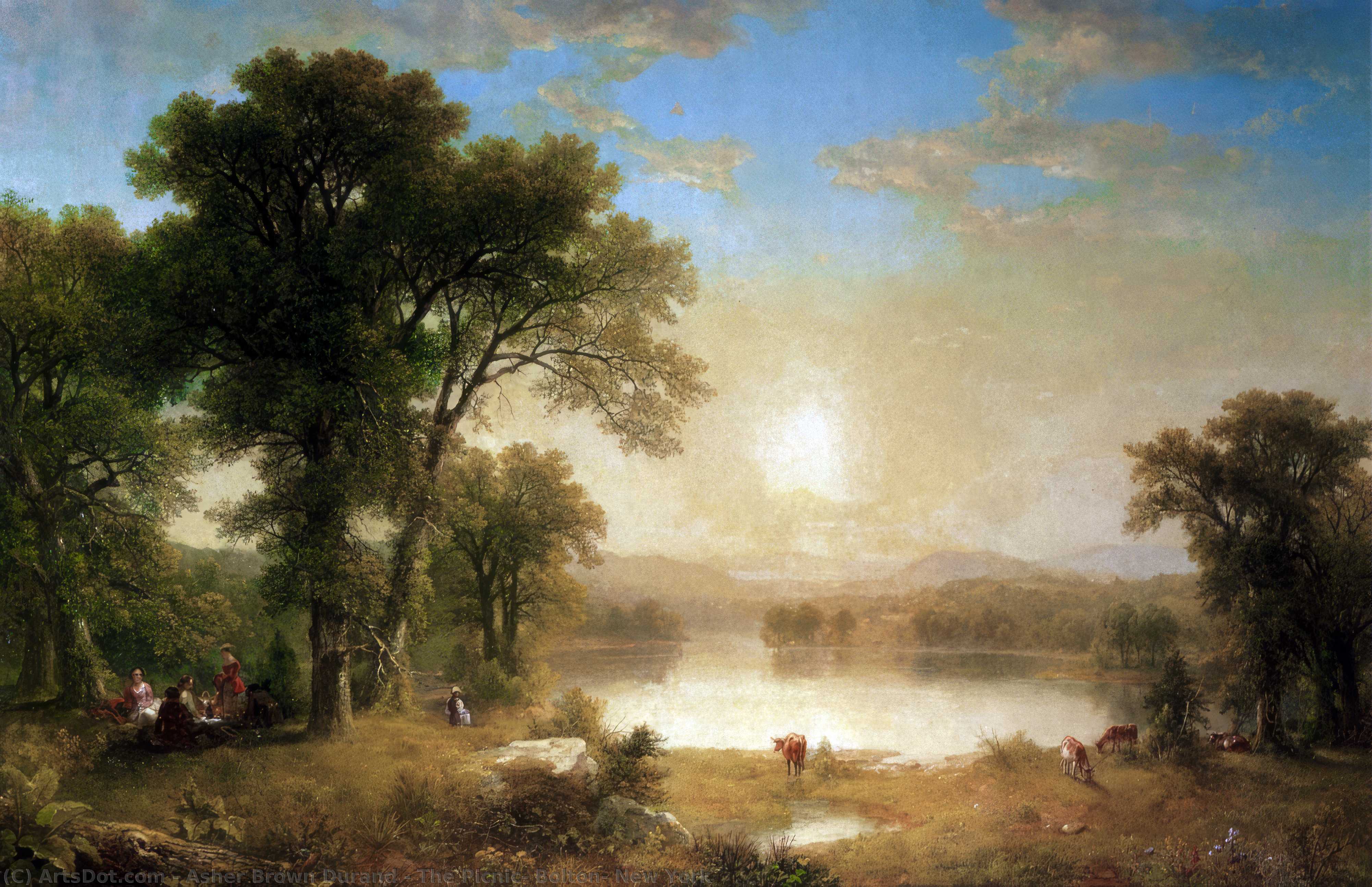 Wikioo.org - The Encyclopedia of Fine Arts - Painting, Artwork by Asher Brown Durand - The picnic, bolton, new york