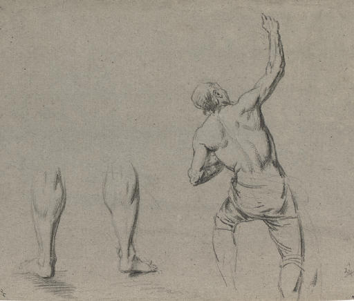 Wikioo.org – La Enciclopedia de las Bellas Artes - Pintura, Obras de arte de Benjamin West - Estudio académico de un hombre , half-length ; Estudio de un desnudo masculino de rodillas ; Estudio de a