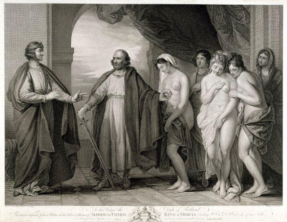 Wikioo.org - The Encyclopedia of Fine Arts - Painting, Artwork by Benjamin West - Alfred the Third King of Mercia Visiting William d' Albanac