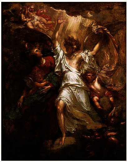 Wikioo.org - สารานุกรมวิจิตรศิลป์ - จิตรกรรม Benjamin West - Angels Appearing To The Shepherds