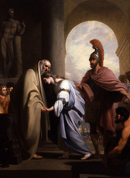 WikiOO.org - אנציקלופדיה לאמנויות יפות - ציור, יצירות אמנות Benjamin West - Chryseis Returned to her Father Chryses