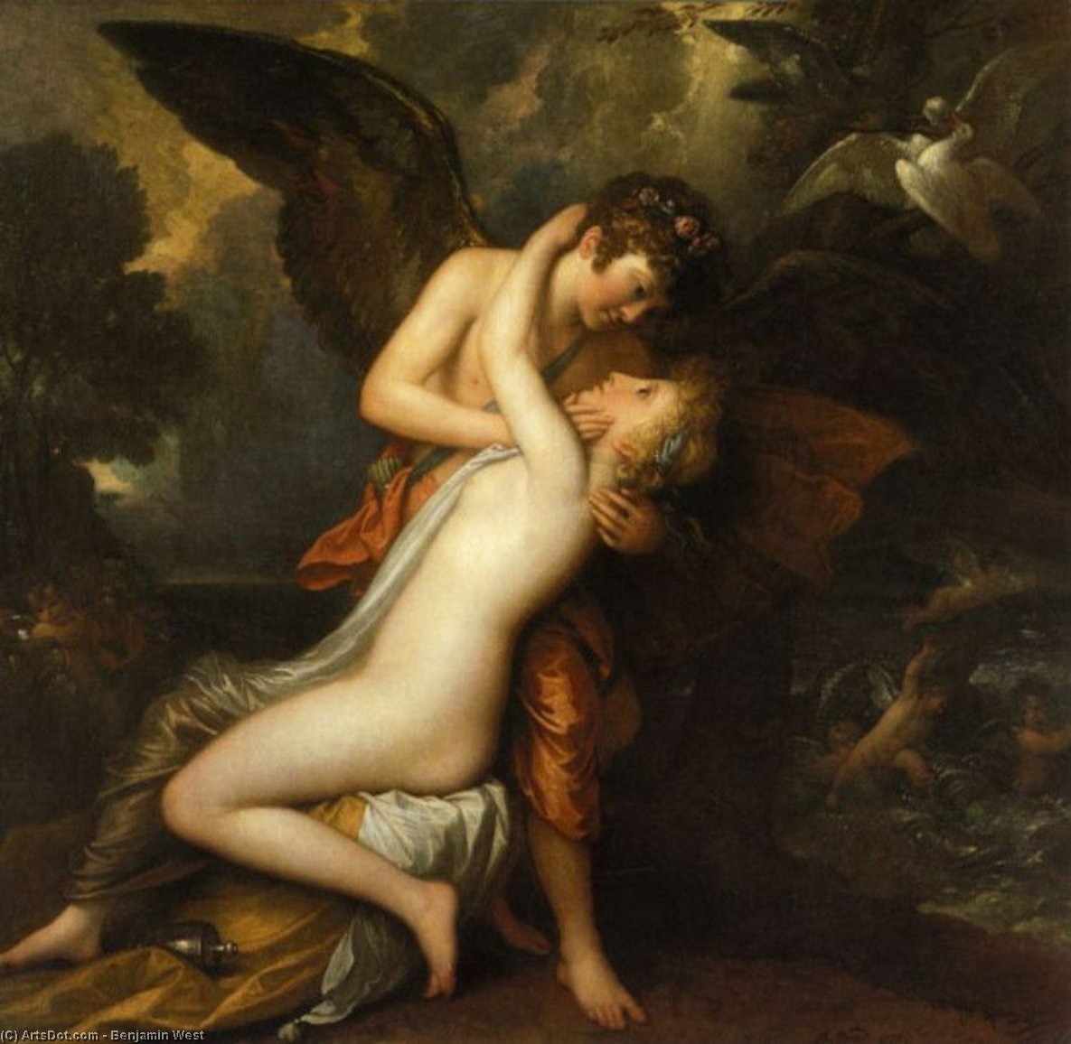 WikiOO.org - Енциклопедия за изящни изкуства - Живопис, Произведения на изкуството Benjamin West - Cupid and Psyche