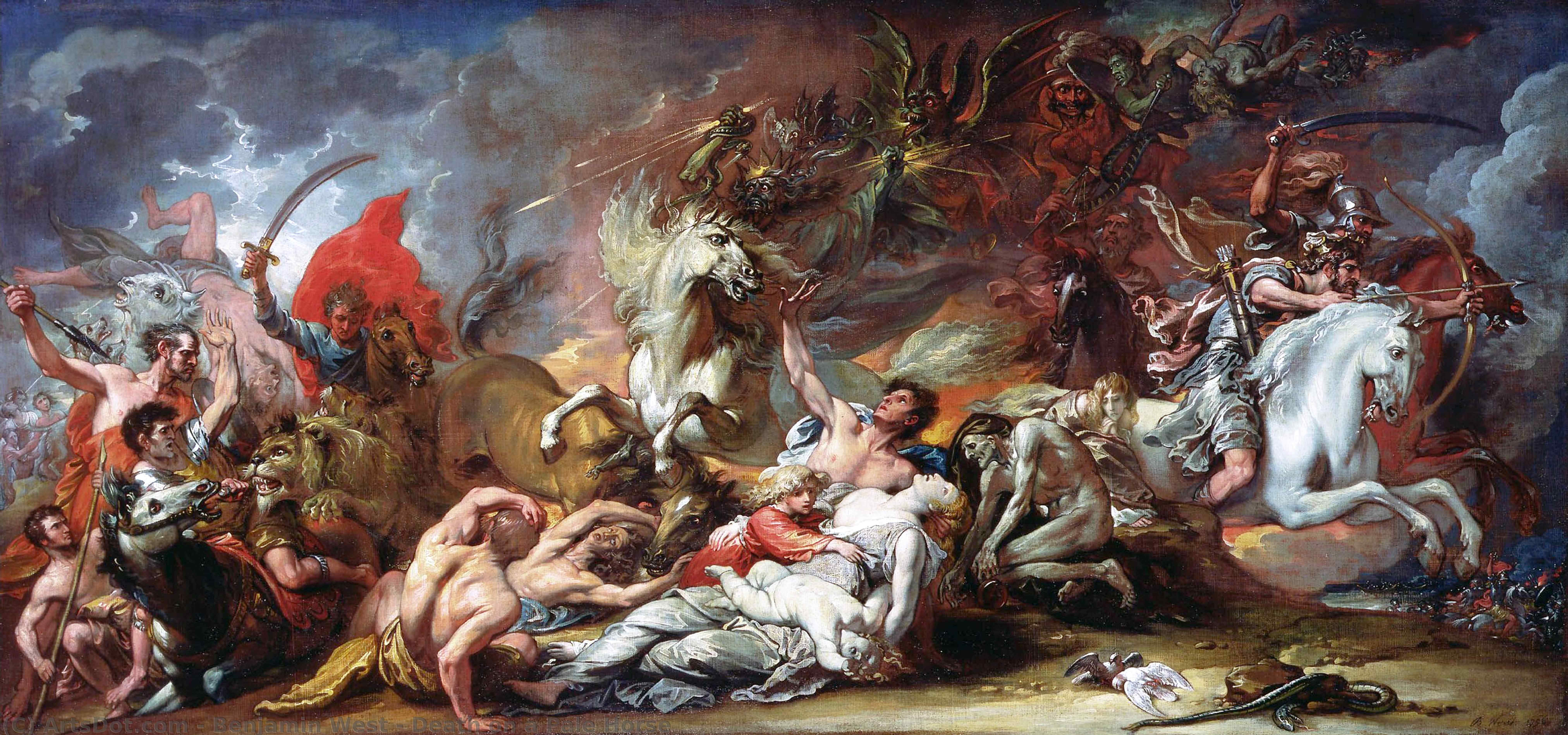 Wikioo.org – La Enciclopedia de las Bellas Artes - Pintura, Obras de arte de Benjamin West - la muerte de Un  pálido  caballo