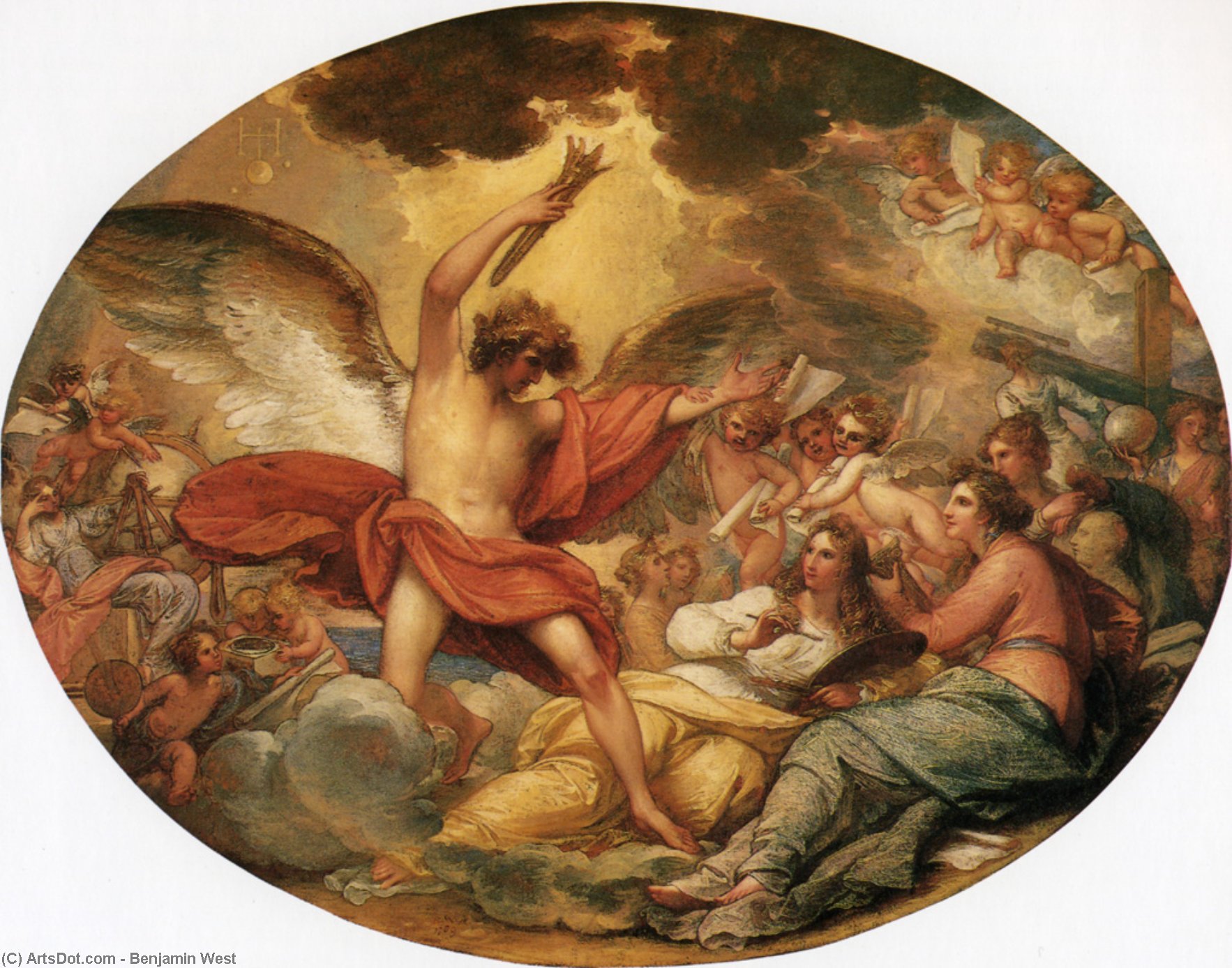 WikiOO.org - Encyclopedia of Fine Arts - Lukisan, Artwork Benjamin West - Genius Calling Forth the Fine Arts to Adorn Manufactures and Commerce