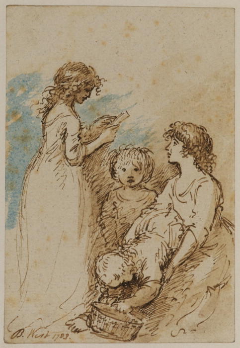 Wikioo.org - สารานุกรมวิจิตรศิลป์ - จิตรกรรม Benjamin West - Group of four children (recto)
