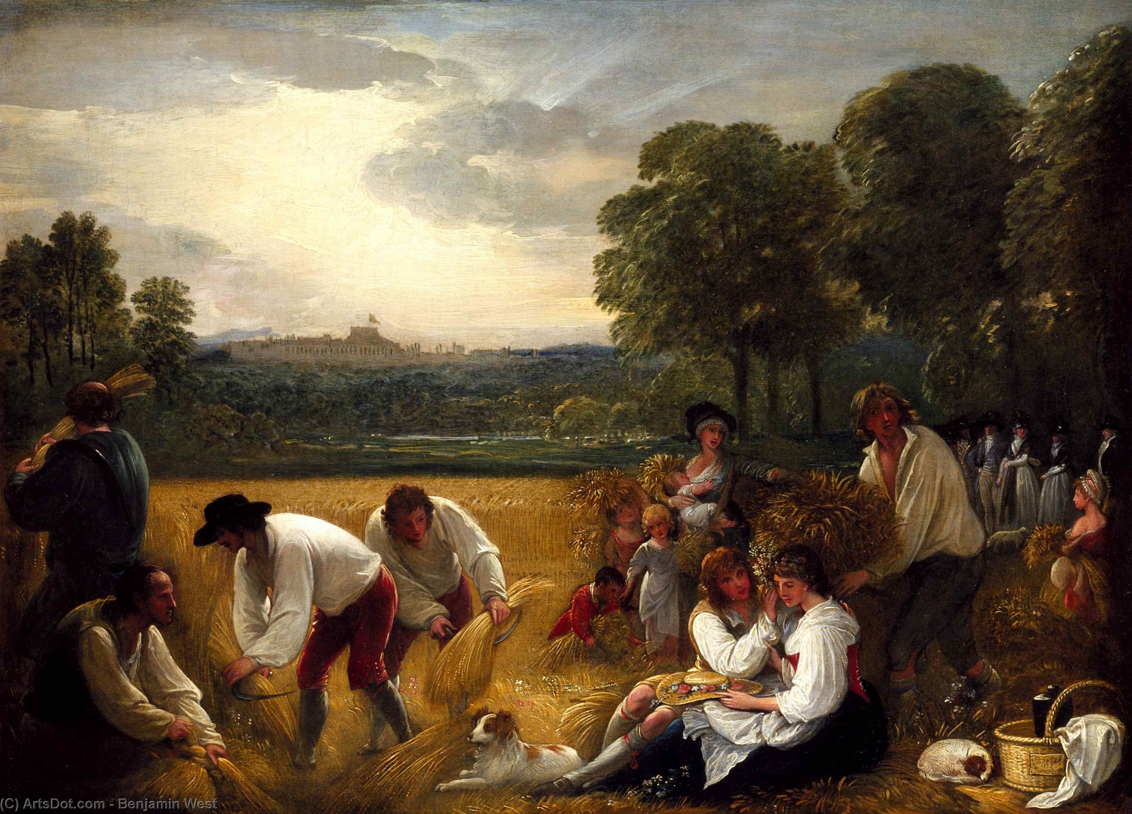 Wikioo.org - The Encyclopedia of Fine Arts - Painting, Artwork by Benjamin West - Harvesting at Windsor
