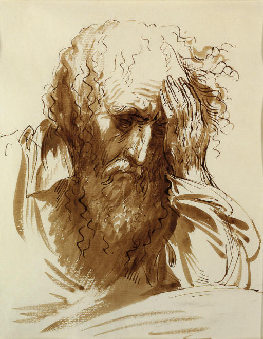 Wikioo.org - The Encyclopedia of Fine Arts - Painting, Artwork by Benjamin West - Head of a bearded old man