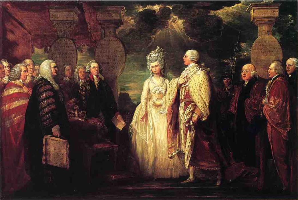 Wikioo.org – La Enciclopedia de las Bellas Artes - Pintura, Obras de arte de Benjamin West - Su Poder Reanudación Majestad Jorge III