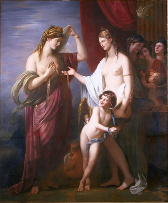 WikiOO.org - Encyclopedia of Fine Arts - Lukisan, Artwork Benjamin West - Juno Receiving the Cestus from Venus