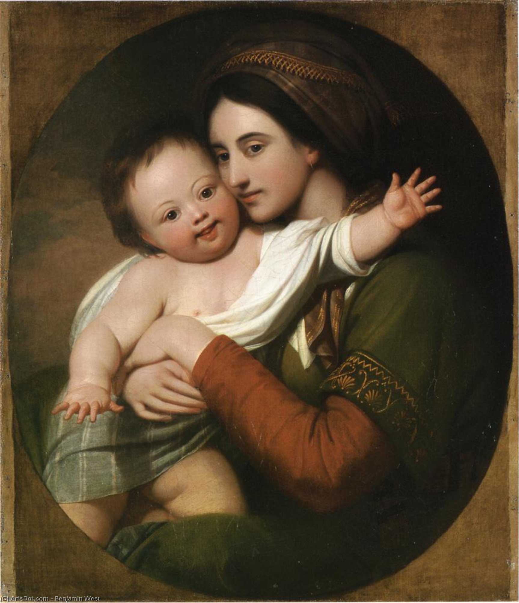 Wikioo.org - สารานุกรมวิจิตรศิลป์ - จิตรกรรม Benjamin West - Mrs. Benjamin West and Her Son Raphael