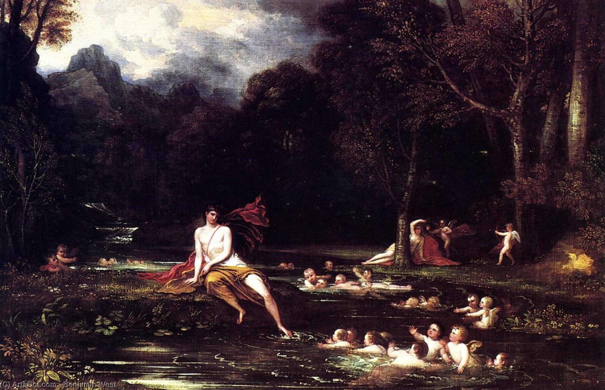 WikiOO.org - Енциклопедия за изящни изкуства - Живопис, Произведения на изкуството Benjamin West - Narcissus and Echo