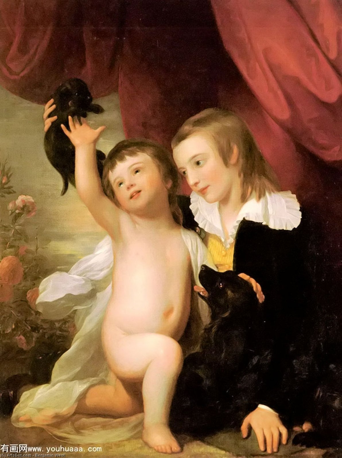 Wikioo.org - The Encyclopedia of Fine Arts - Painting, Artwork by Benjamin West - Portrait of Raphael West and Benjamin West, Jr., 1775