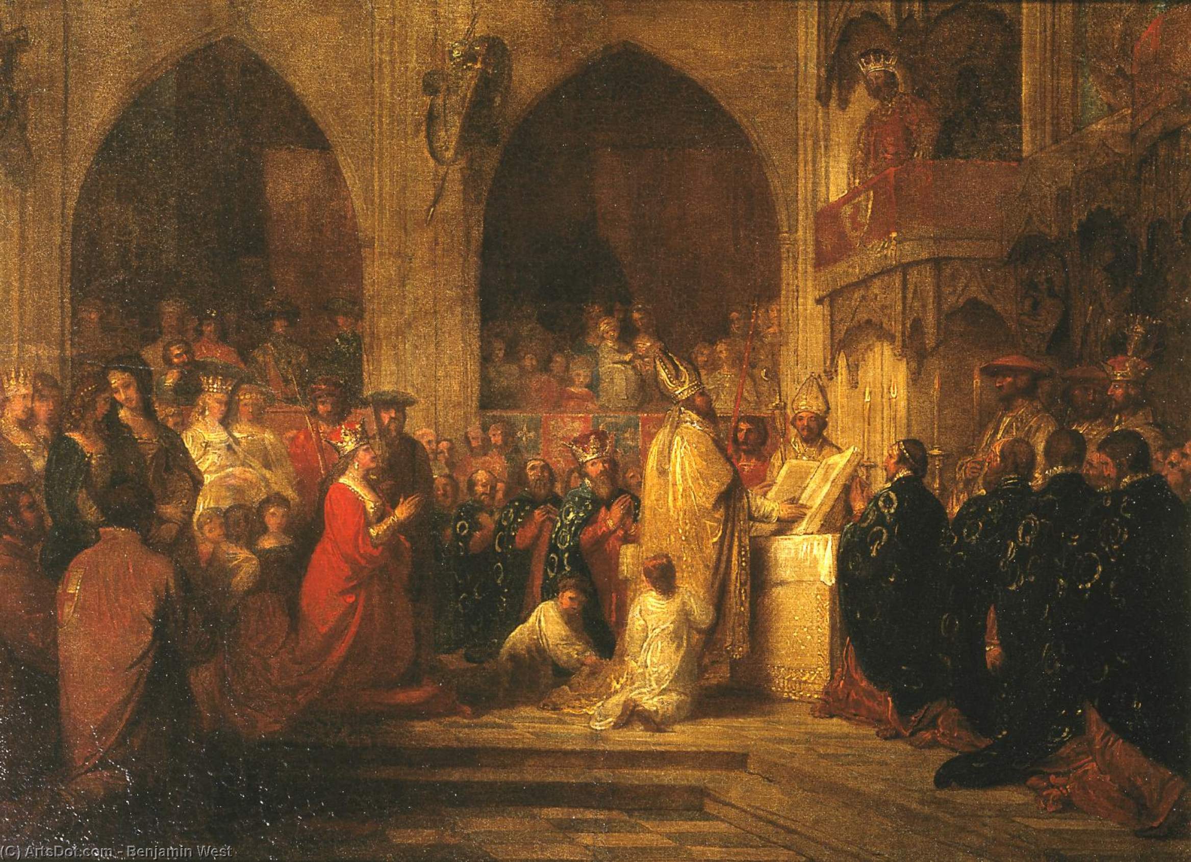 WikiOO.org - Εγκυκλοπαίδεια Καλών Τεχνών - Ζωγραφική, έργα τέχνης Benjamin West - Sketch for The Installation of the Order of the Garter