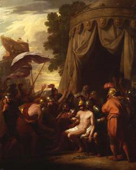 Wikioo.org - The Encyclopedia of Fine Arts - Painting, Artwork by Benjamin West - The Death of Epaminondas