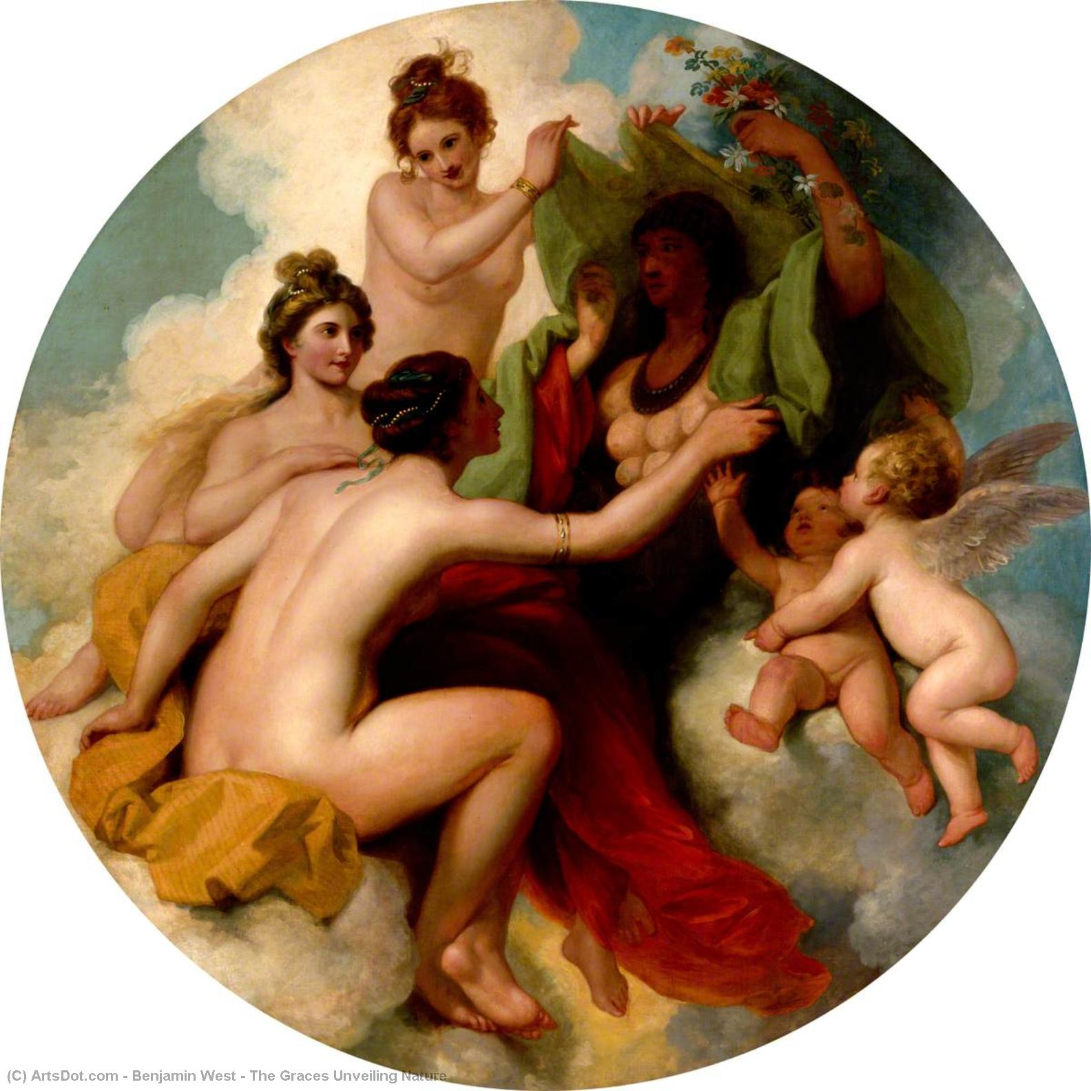 Wikioo.org - สารานุกรมวิจิตรศิลป์ - จิตรกรรม Benjamin West - The Graces Unveiling Nature