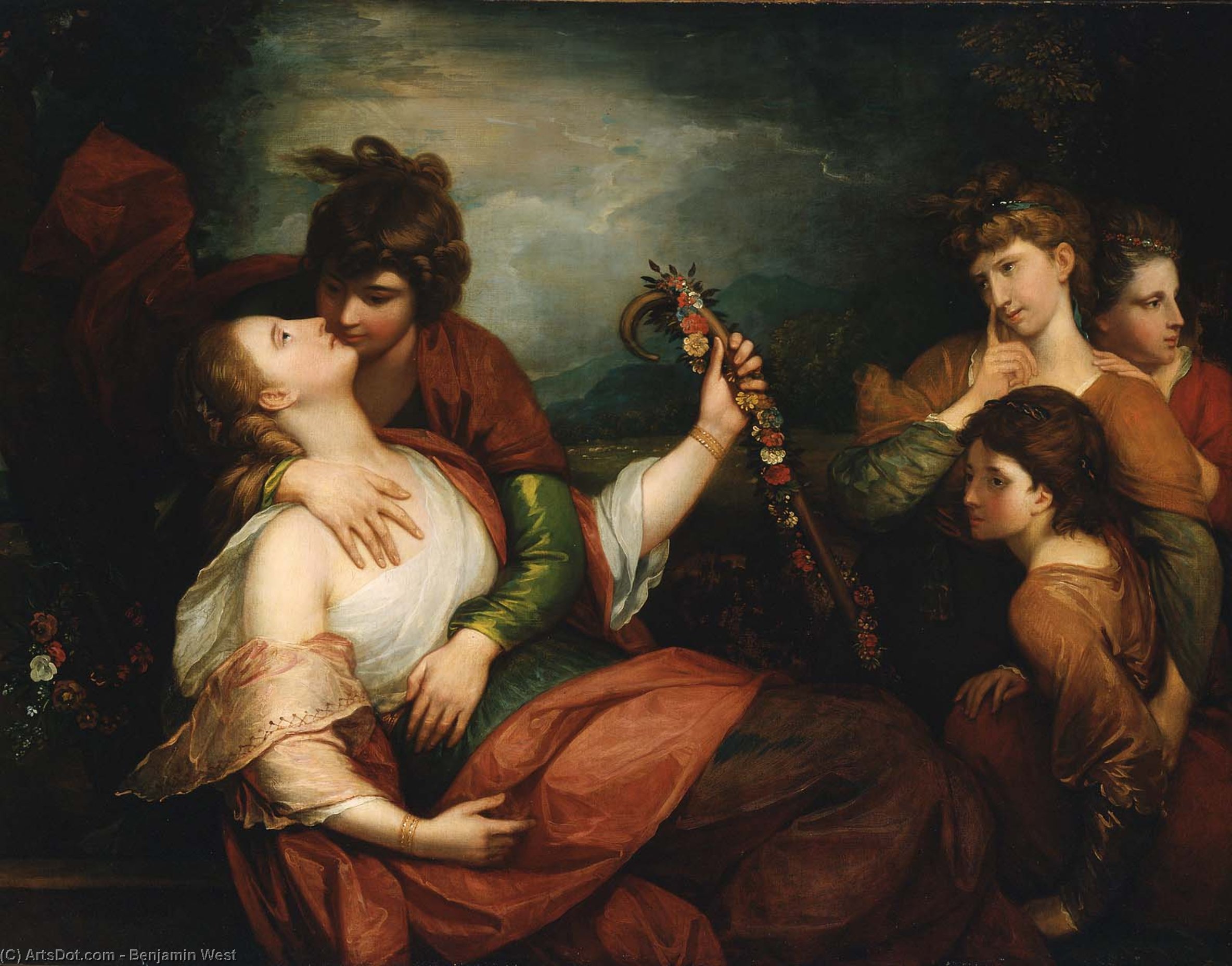 Wikioo.org - The Encyclopedia of Fine Arts - Painting, Artwork by Benjamin West - The Stolen Kiss