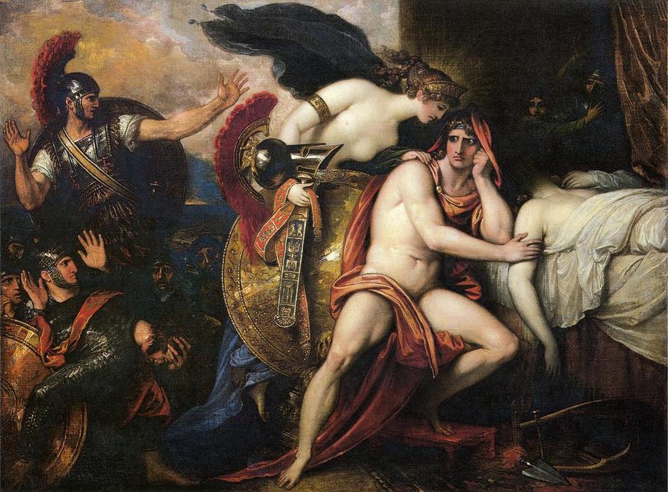 Wikioo.org – La Enciclopedia de las Bellas Artes - Pintura, Obras de arte de Benjamin West - Tetis Llevar la armadura de Aquiles