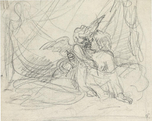 Wikioo.org - The Encyclopedia of Fine Arts - Painting, Artwork by Benjamin West - Venus comforting Cupid; Study of the 'Venus de' Medici'; Studies of a woman