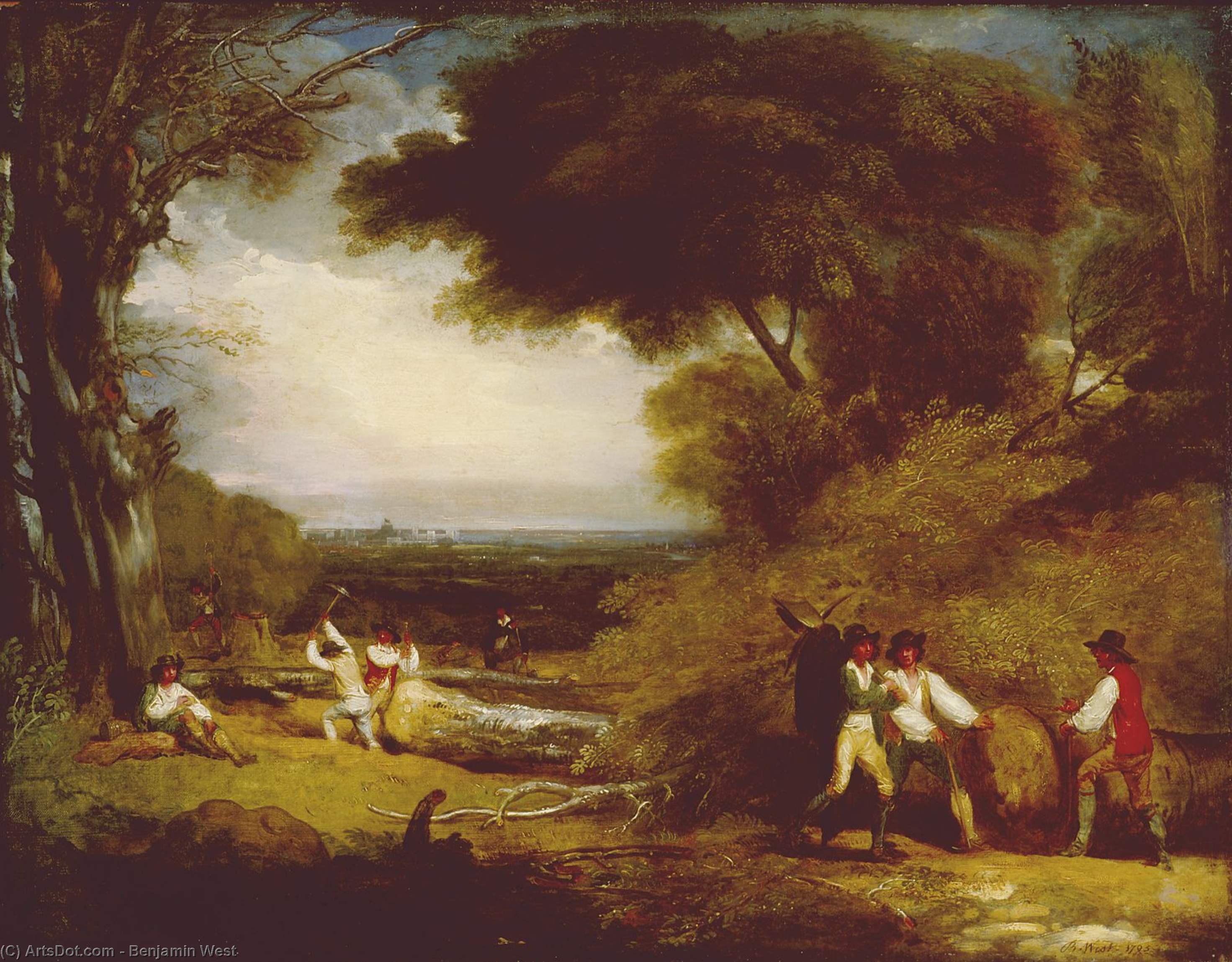 Wikioo.org - The Encyclopedia of Fine Arts - Painting, Artwork by Benjamin West - Woodcutters in Windsor Park