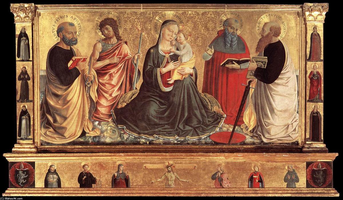 WikiOO.org - Encyclopedia of Fine Arts - Maleri, Artwork Benozzo Gozzoli - Madonna and Child with Sts John the Baptist, Peter, Jerome, and Paul