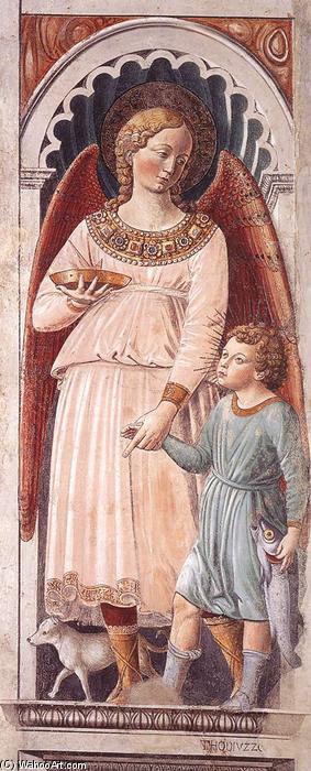 Wikioo.org - The Encyclopedia of Fine Arts - Painting, Artwork by Benozzo Gozzoli - Raphael and Tobias (on the pillar)