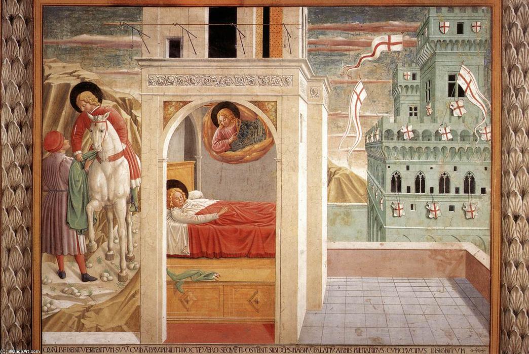 Wikioo.org - Die Enzyklopädie bildender Kunst - Malerei, Kunstwerk von Benozzo Gozzoli - Szenen aus dem leben von st Francis ( Szene 2 , nord wand )