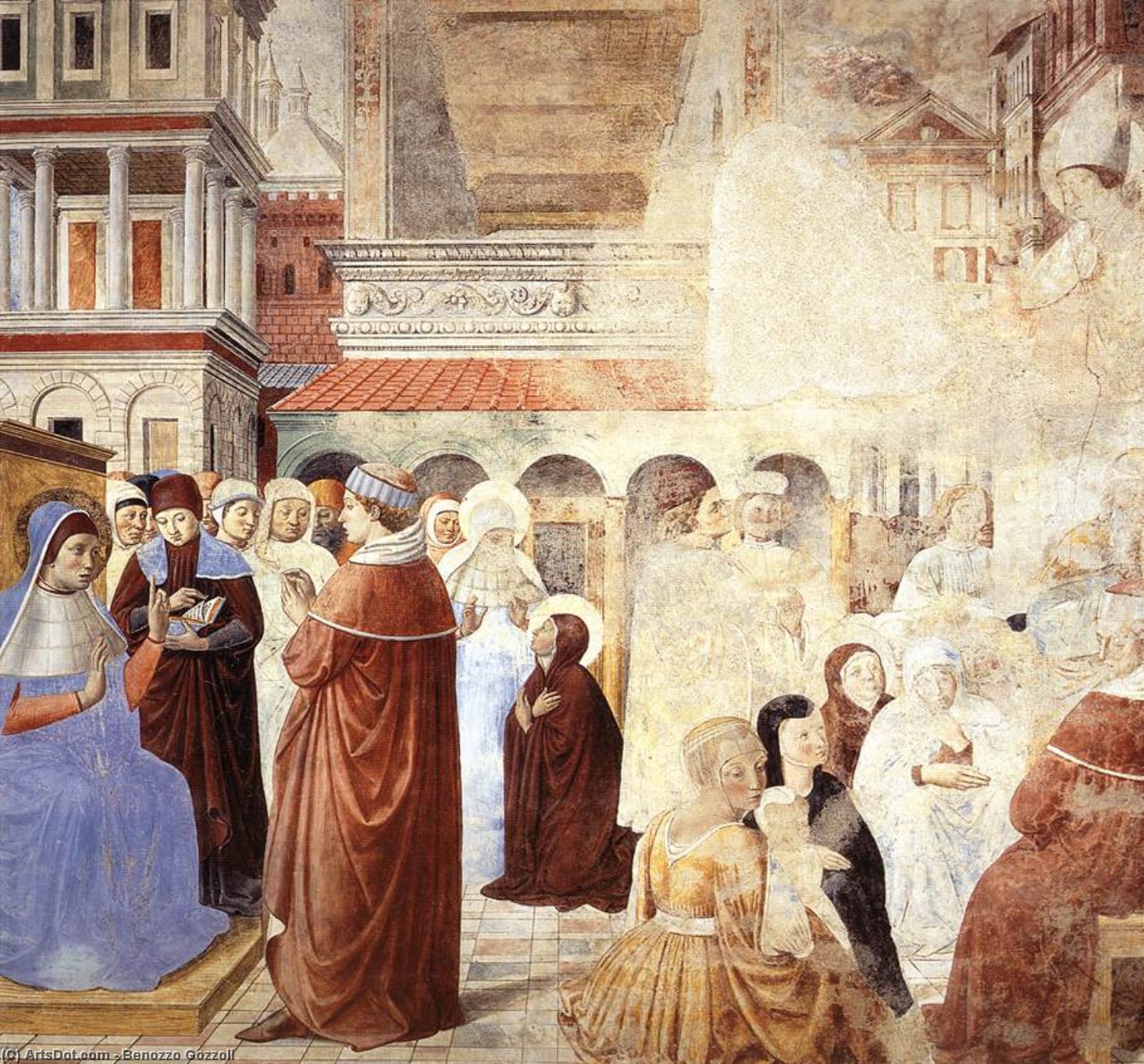 Wikioo.org - The Encyclopedia of Fine Arts - Painting, Artwork by Benozzo Gozzoli - Scenes with St Ambrose (scene 9, north wall)