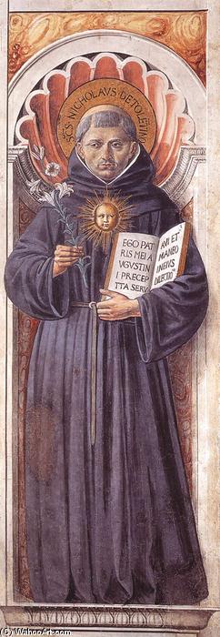 Wikioo.org - The Encyclopedia of Fine Arts - Painting, Artwork by Benozzo Gozzoli - St Nicholas of Tolentino (on the pillar)