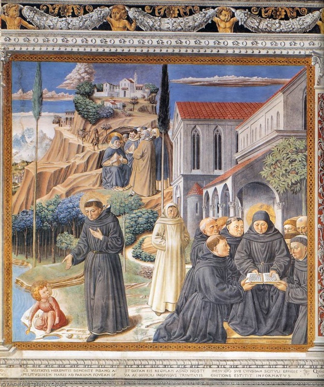 Wikioo.org - The Encyclopedia of Fine Arts - Painting, Artwork by Benozzo Gozzoli - The Parable of the Holy Trinity (scene 12, south wall)