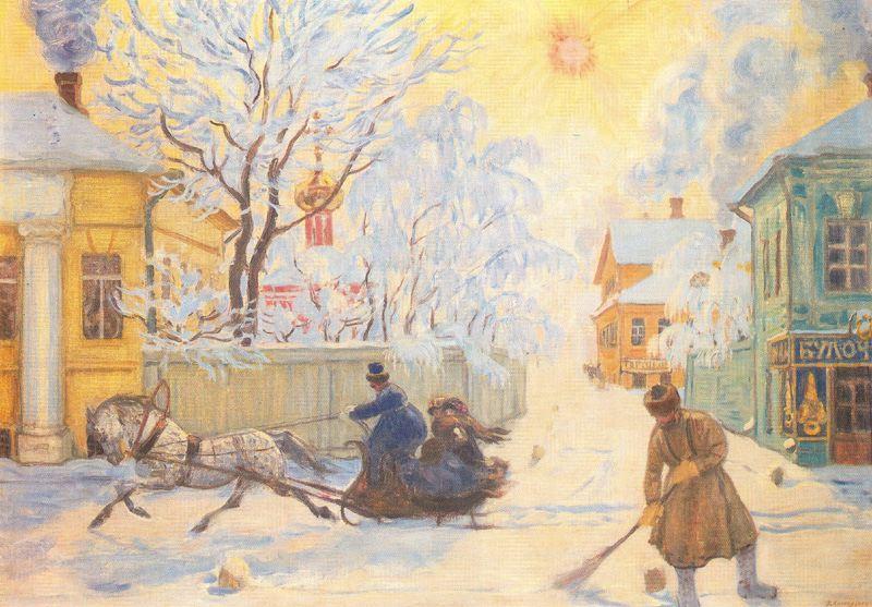 WikiOO.org - Encyclopedia of Fine Arts - Festés, Grafika Boris Mikhaylovich Kustodiev - A Frosty Day