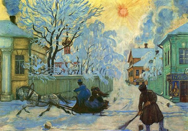 WikiOO.org - Encyclopedia of Fine Arts - Maalaus, taideteos Boris Mikhaylovich Kustodiev - Frosty Day
