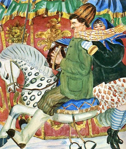 WikiOO.org - Encyclopedia of Fine Arts - Maalaus, taideteos Boris Mikhaylovich Kustodiev - Merry-Go-Round