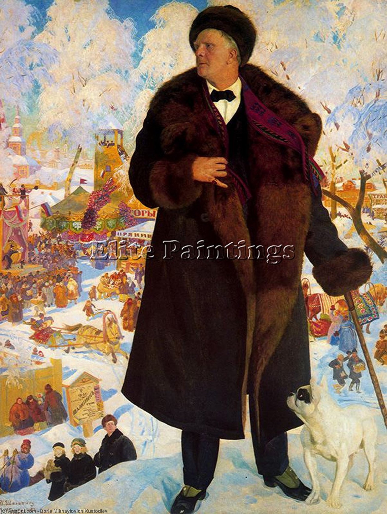WikiOO.org - 백과 사전 - 회화, 삽화 Boris Mikhaylovich Kustodiev - Portrait of Fiodor Chaliapin