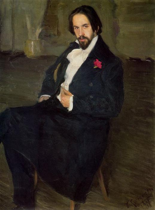 Wikioo.org – La Enciclopedia de las Bellas Artes - Pintura, Obras de arte de Boris Mikhaylovich Kustodiev - Retrato de Ivan Bilibin