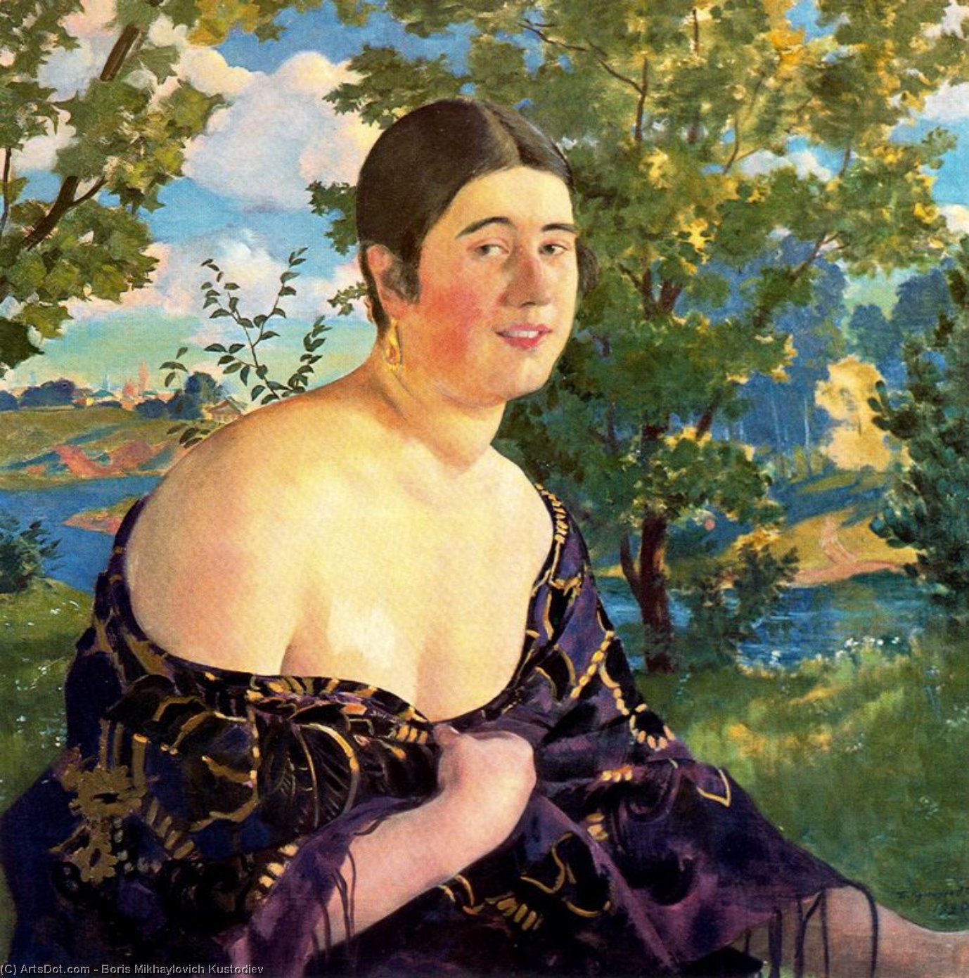 WikiOO.org - אנציקלופדיה לאמנויות יפות - ציור, יצירות אמנות Boris Mikhaylovich Kustodiev - Portrait of Olga Shimanovskaya