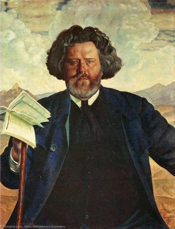 Wikioo.org - สารานุกรมวิจิตรศิลป์ - จิตรกรรม Boris Mikhaylovich Kustodiev - Portrait of the Poet M. Voloshin
