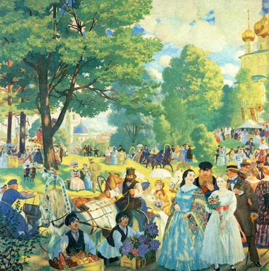 Wikioo.org - The Encyclopedia of Fine Arts - Painting, Artwork by Boris Mikhaylovich Kustodiev - Trinity Day