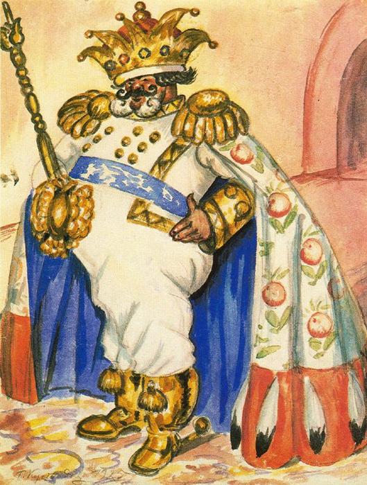 Wikioo.org – La Enciclopedia de las Bellas Artes - Pintura, Obras de arte de Boris Mikhaylovich Kustodiev - tsar` en el corona