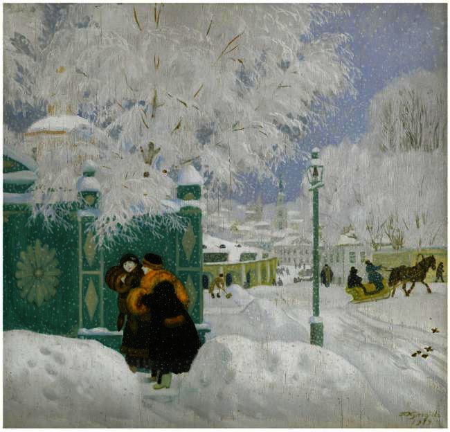 WikiOO.org - دایره المعارف هنرهای زیبا - نقاشی، آثار هنری Boris Mikhaylovich Kustodiev - Winter Scene