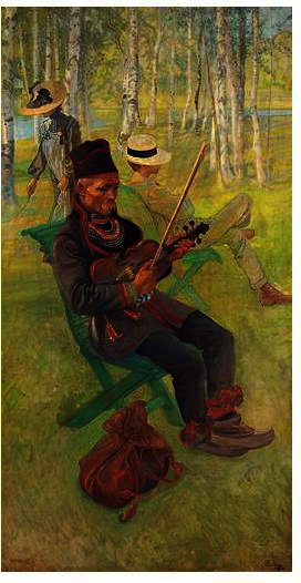 WikiOO.org - Encyclopedia of Fine Arts - Festés, Grafika Carl Larsson - A Laplander Playing The Fiddle
