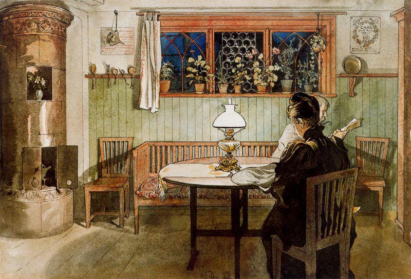 Wikioo.org - The Encyclopedia of Fine Arts - Painting, Artwork by Carl Larsson - After the kids went to bed