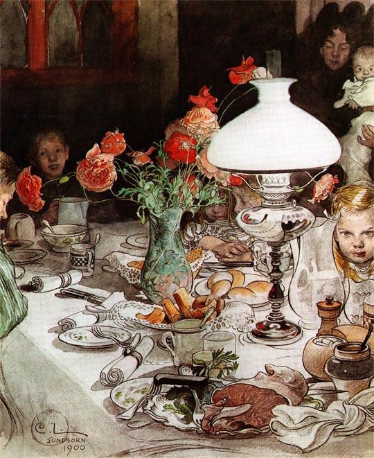 Wikioo.org - Bách khoa toàn thư về mỹ thuật - Vẽ tranh, Tác phẩm nghệ thuật Carl Larsson - Around The Lamp