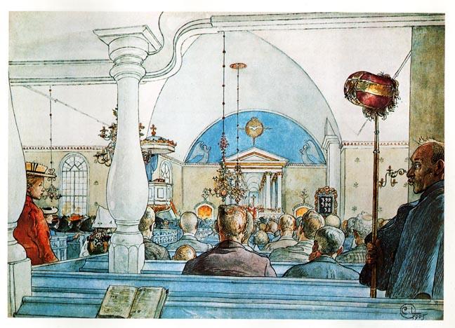 Wikioo.org - The Encyclopedia of Fine Arts - Painting, Artwork by Carl Larsson - At Church