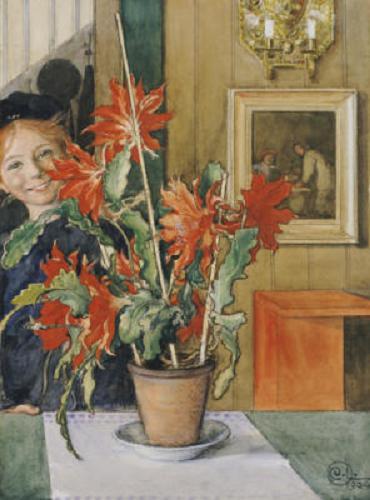 Wikioo.org - The Encyclopedia of Fine Arts - Painting, Artwork by Carl Larsson - Brita's Cactus